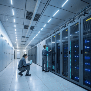 What takes up the most space in a data center?