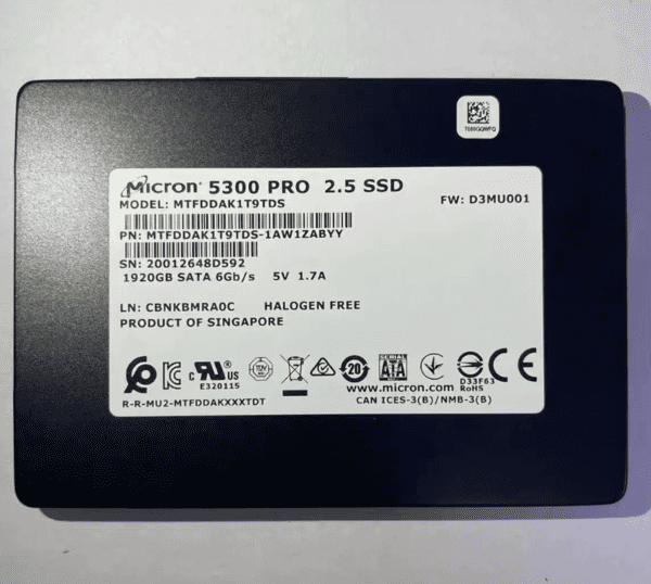 Brand New, Factory-Sealed Micron 5300 PRO 1.92TB SSD (MTFDDAK1T9TDS-1AW1ZABYY)