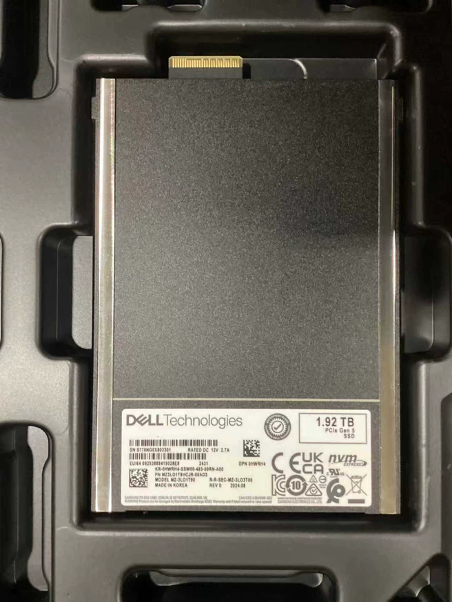 Dell Technologies 0HWRH4 MZ3LO1T9HCJR-00AD3 1.92TB PCle Gen5 NVMe SSD Hard Drive